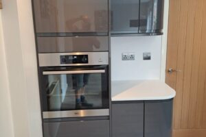 Grey gloss kitchen cabinets