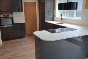 Grey gloss kitchen units